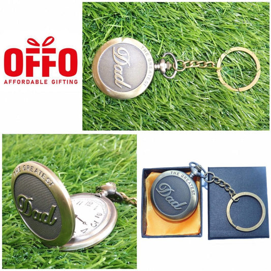 Greatest Dad Antique Analog Pocket Watch Vintage Keychain