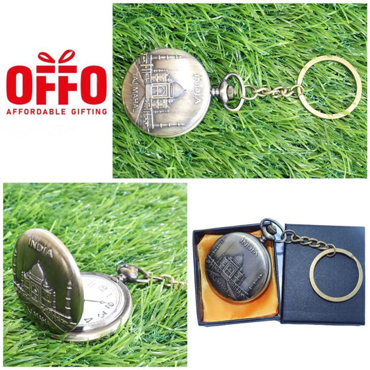 Tajmahal Antique Analog Pocket Watch Vintage Keychain