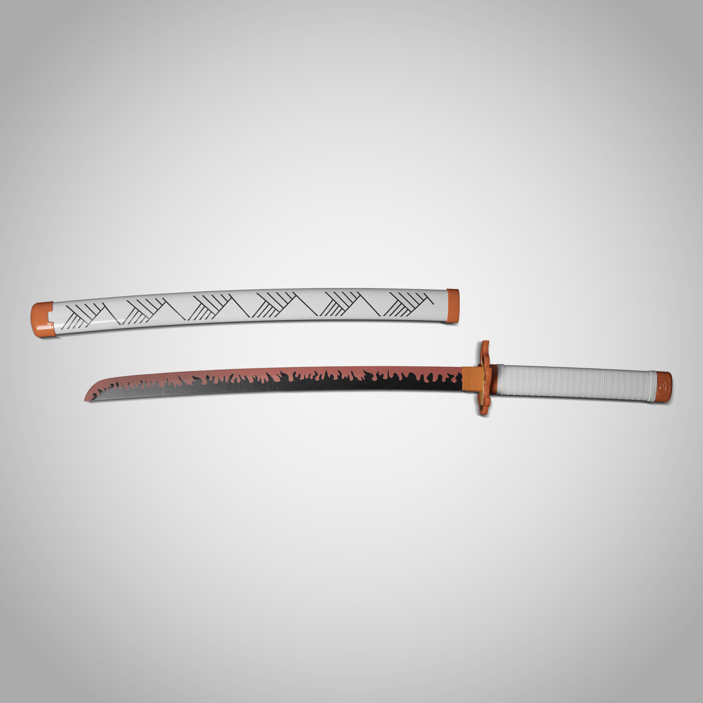 Demon Slayer Kyojuro Rengoku Wooden Katana – 75cm Medium-Size Anime Sword for Cosplay, Martial Arts, Display & Training – Gift for Fans, Kids, Teens & Collectors