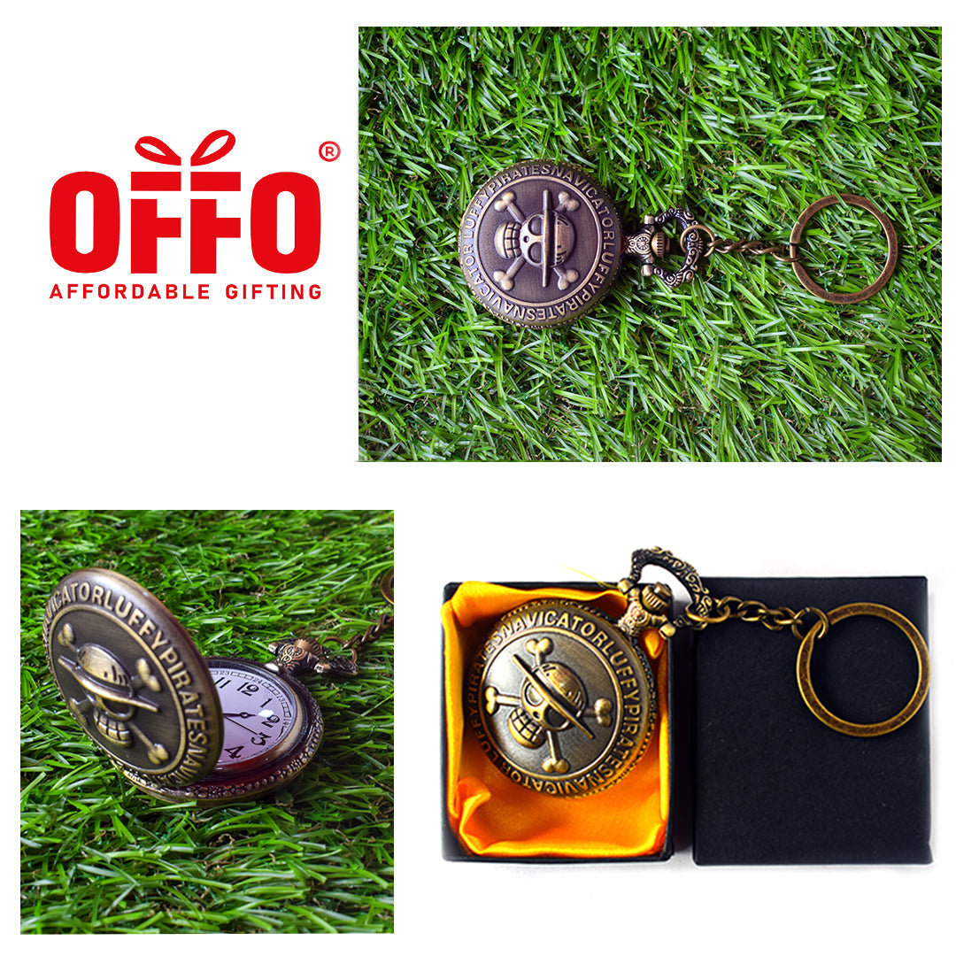 One Piece Anime Antique Pocket Watch Keychain