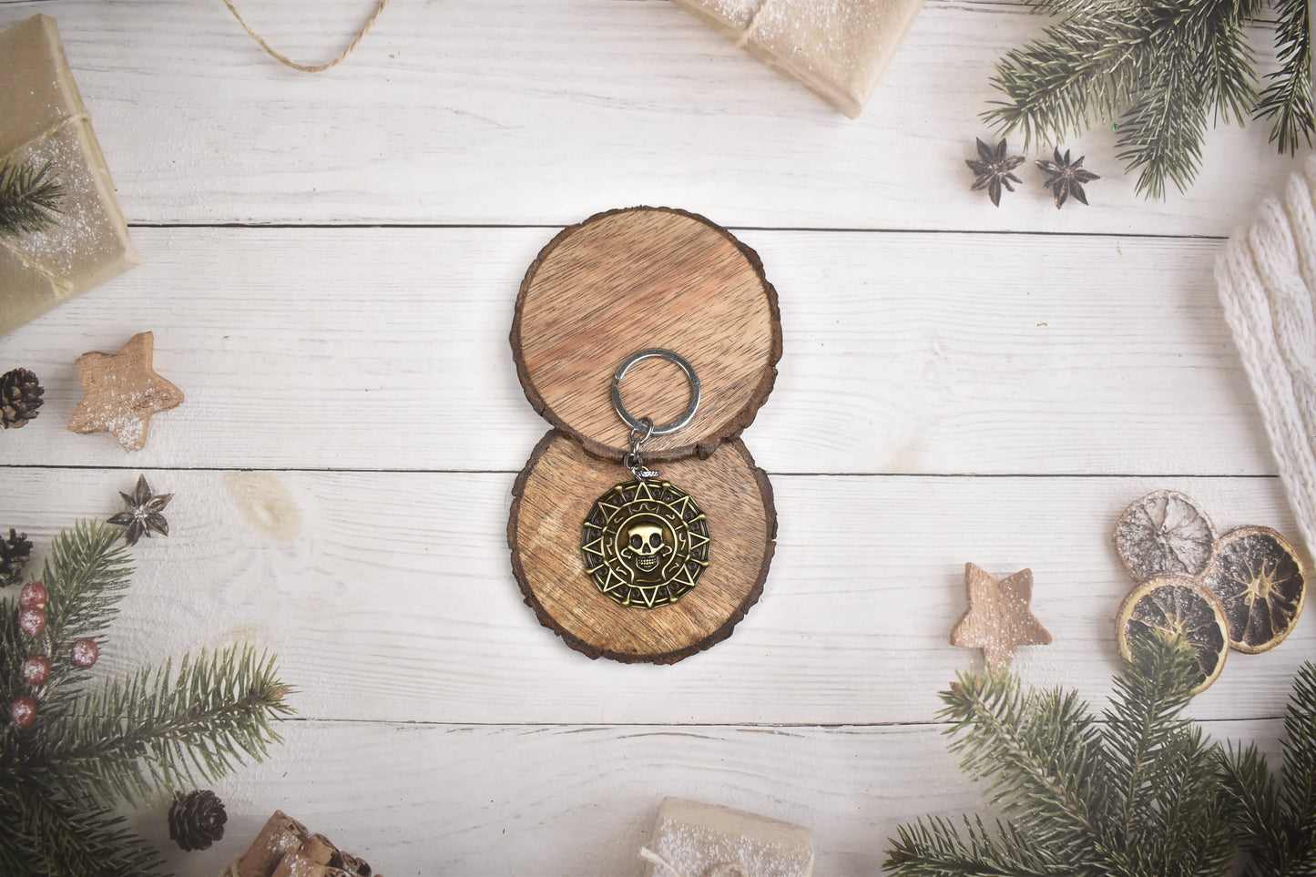 Pirates of the Caribbean Aztec Gold Coin Metal Keychain