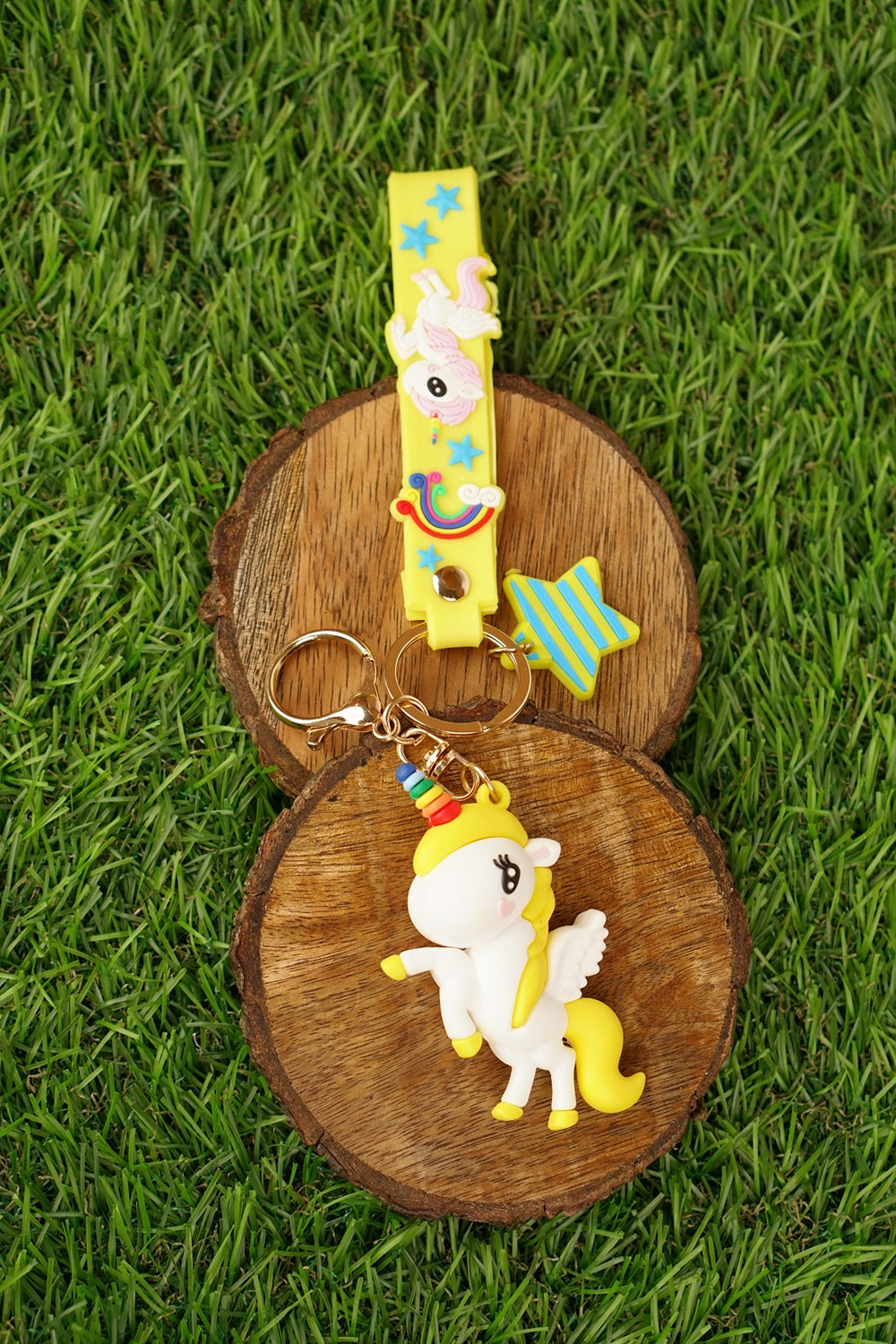 Yellow Unicorn Rubber Keychain