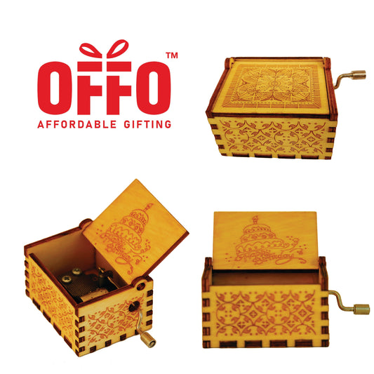 Happy Birthday-B Wooden Hand Cranked Engraved Music Box