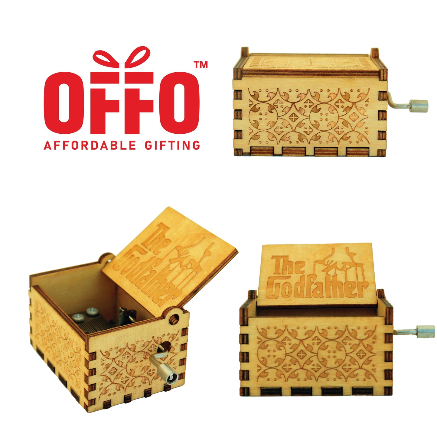 The God Father Wooden Hand Cranked Engraved Music Box