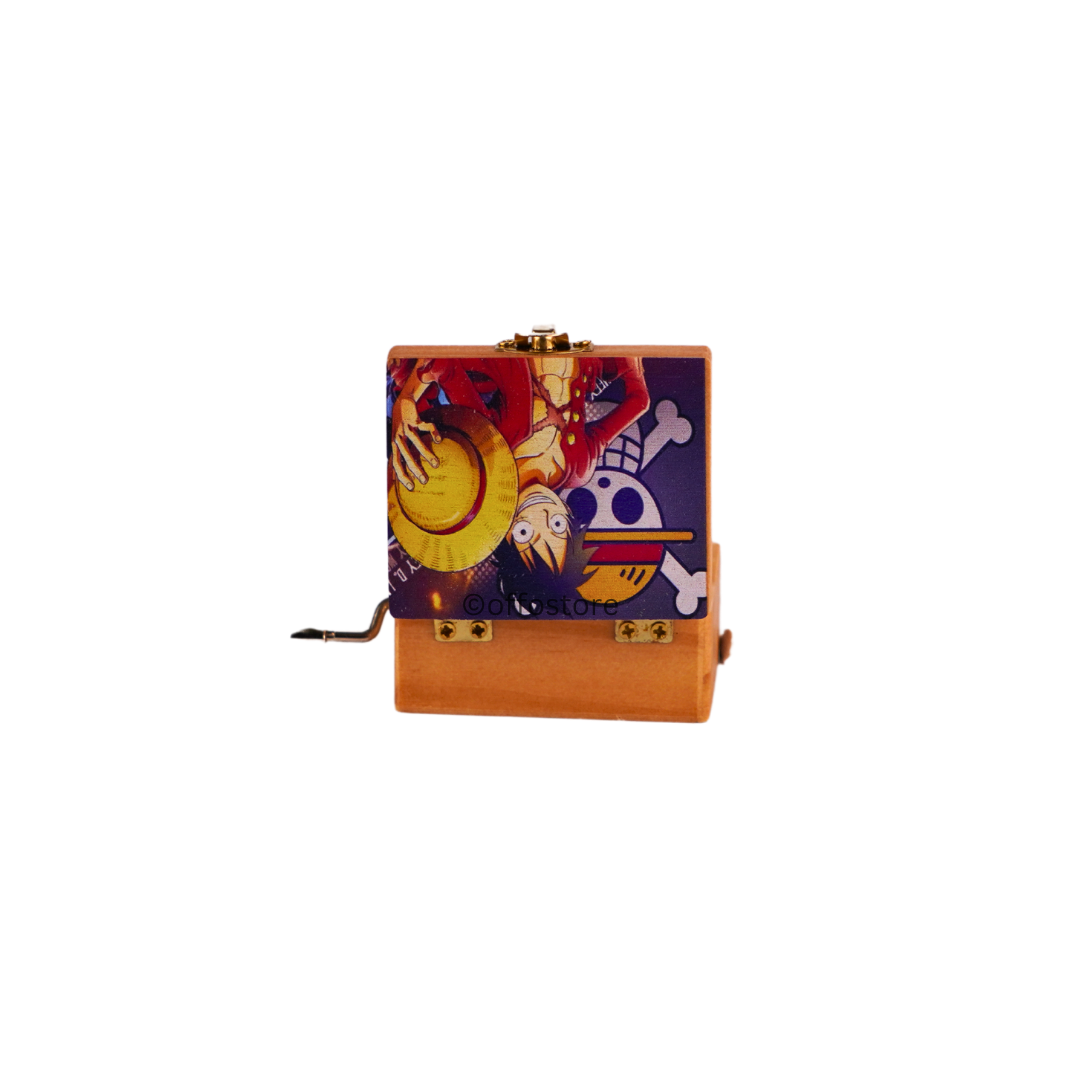 One Piece Anime Monkey D Luffy Wooden Hand Cranked Engraved Music Box
