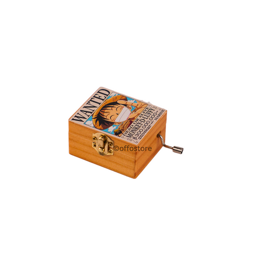 One Piece Anime Monkey D Luffy Wanted Wooden Hand Cranked Engraved Music Box