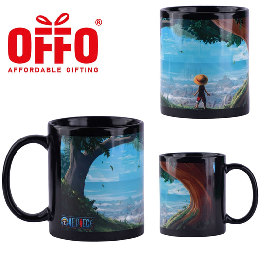 One Piece Anime Kid Luffy Black Ceramic Mug