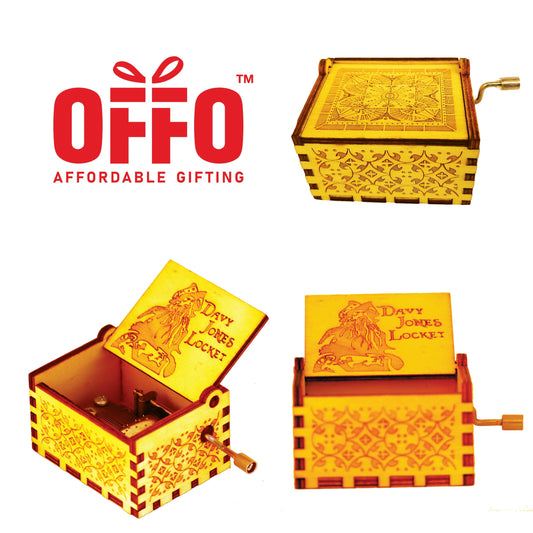 Pirates of the Caribbean Wooden Hand Cranked Engraved Music Box