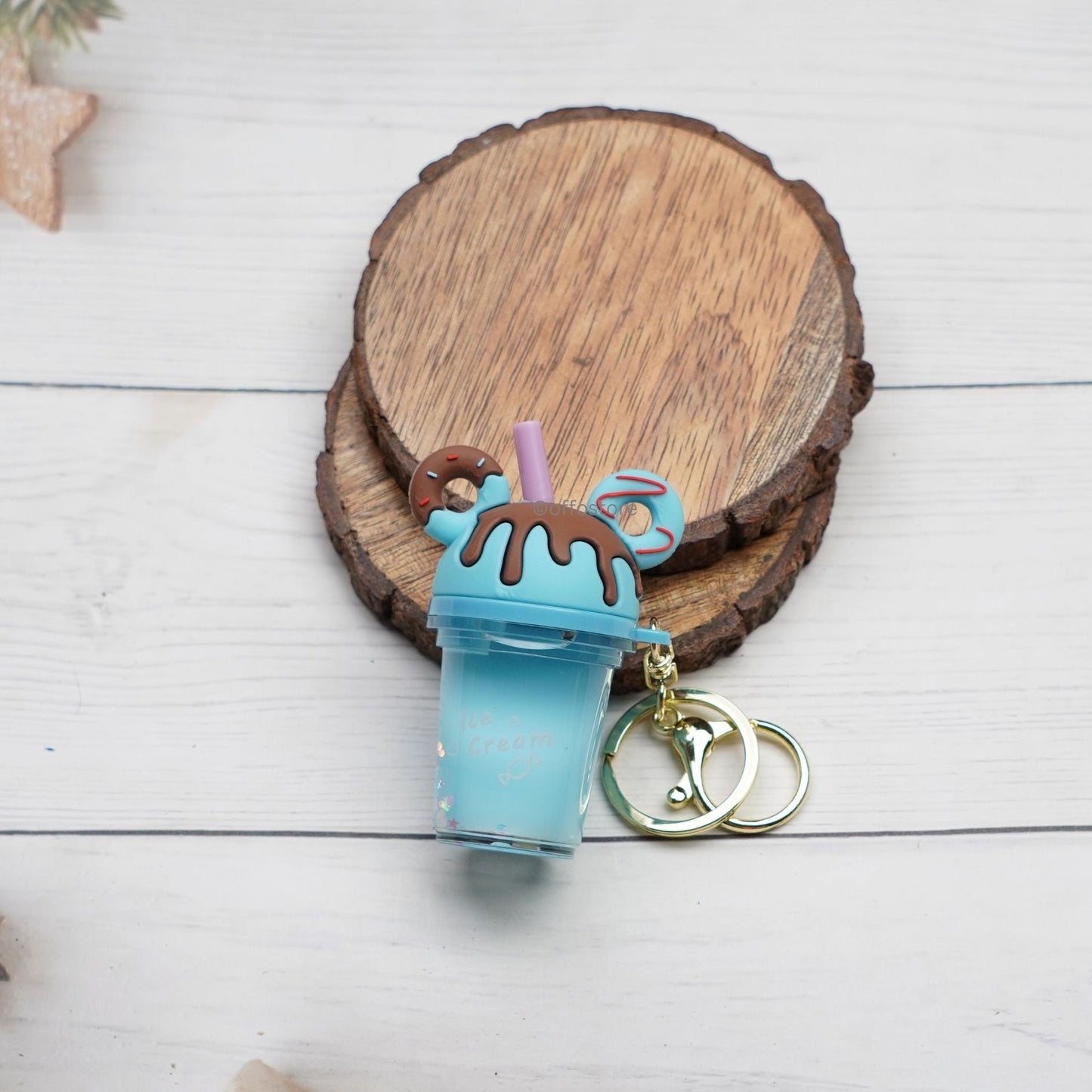Blue Ice Cream Glass Keychain