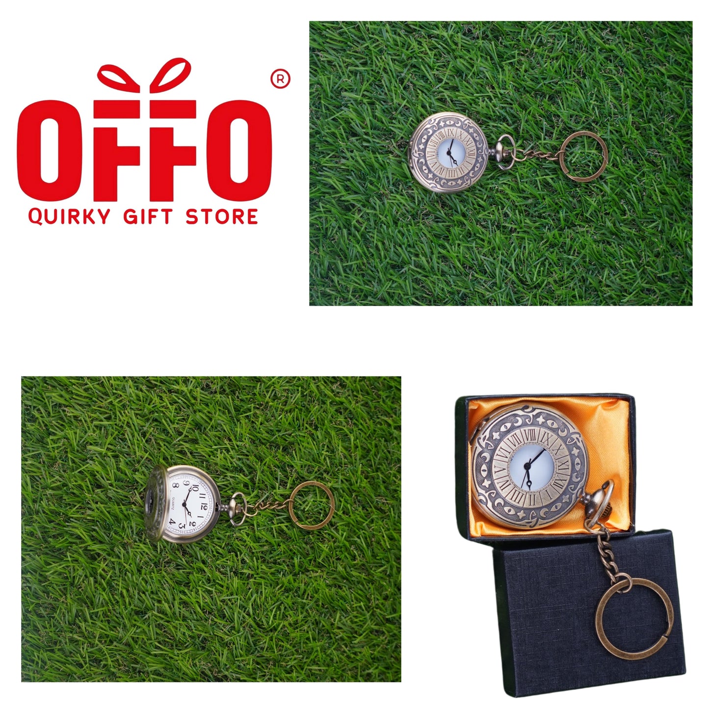 Metal Clock Design Antique Pocket Watch Keychain