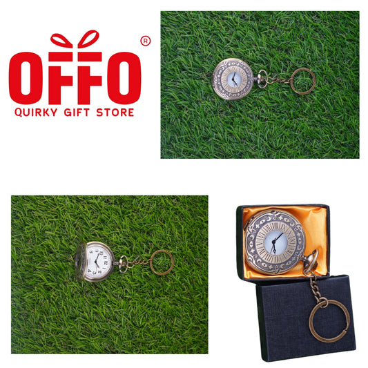 Metal Clock Design Antique Pocket Watch Keychain