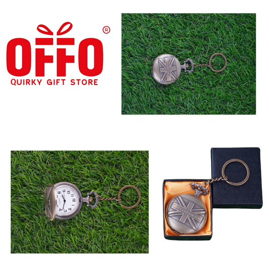 London Flag Antique Pocket Watch Keychain