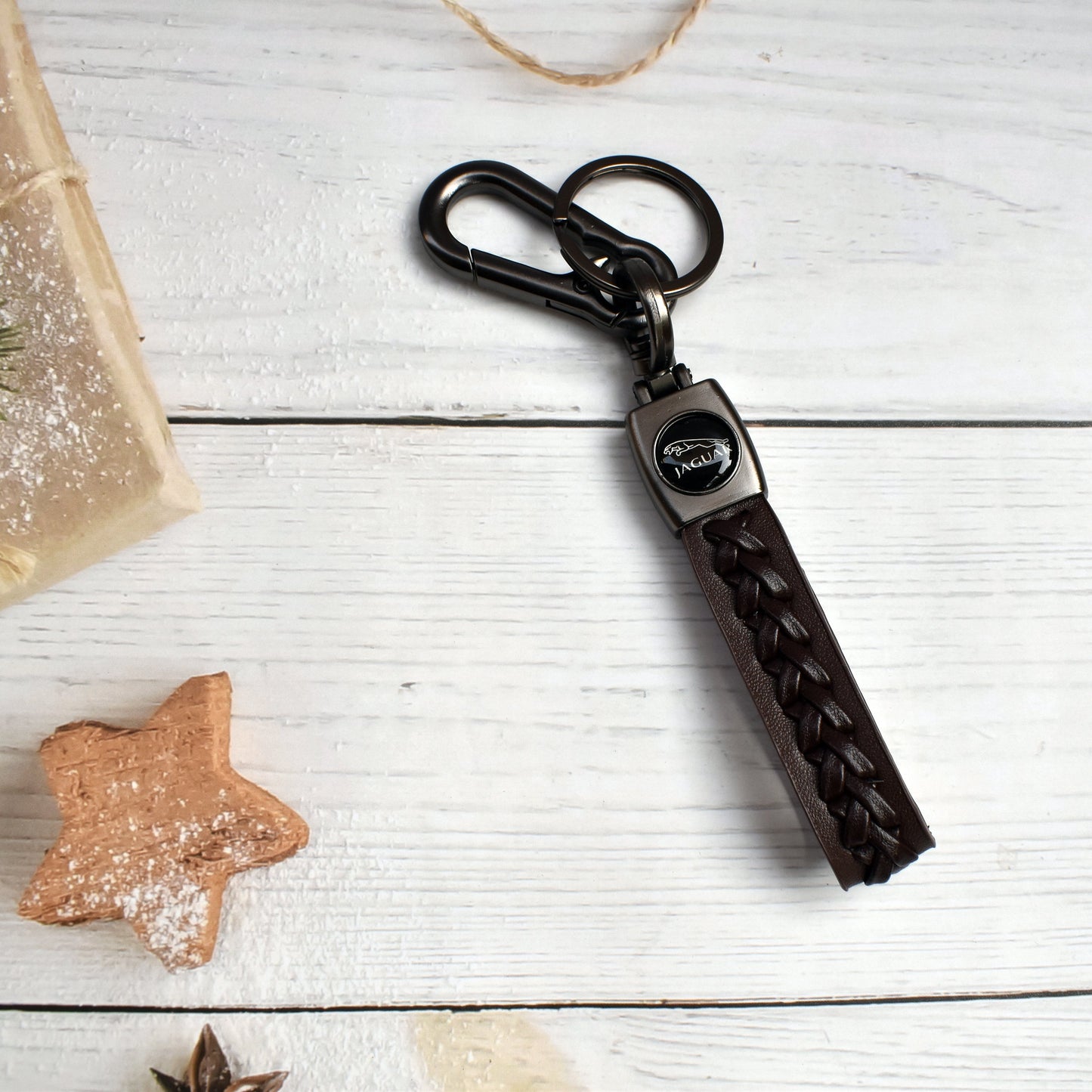 Jaguar Leather Keychain