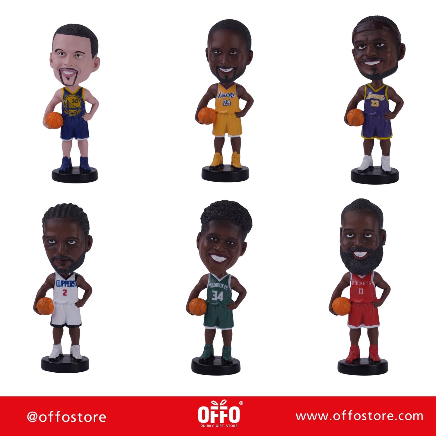 NBA Basketball Players Set of 6 Bobbleheads [11cm]
