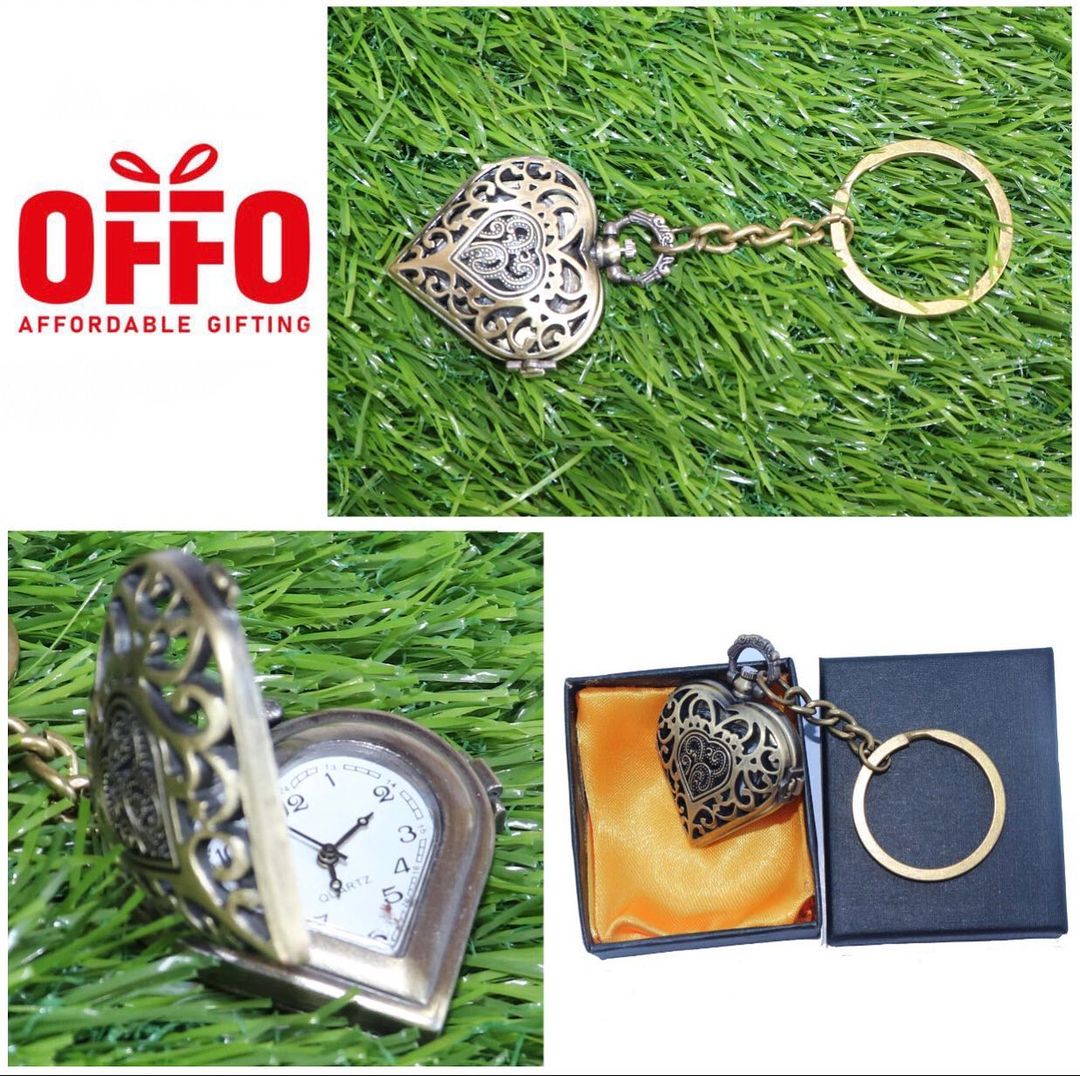 Heart Antique Analog Pocket Watch Vintage Keychain