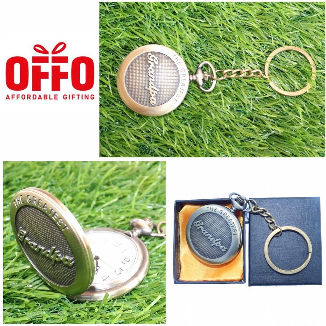 Greatest Grandpa Antique Analog Pocket Watch Vintage Keychain