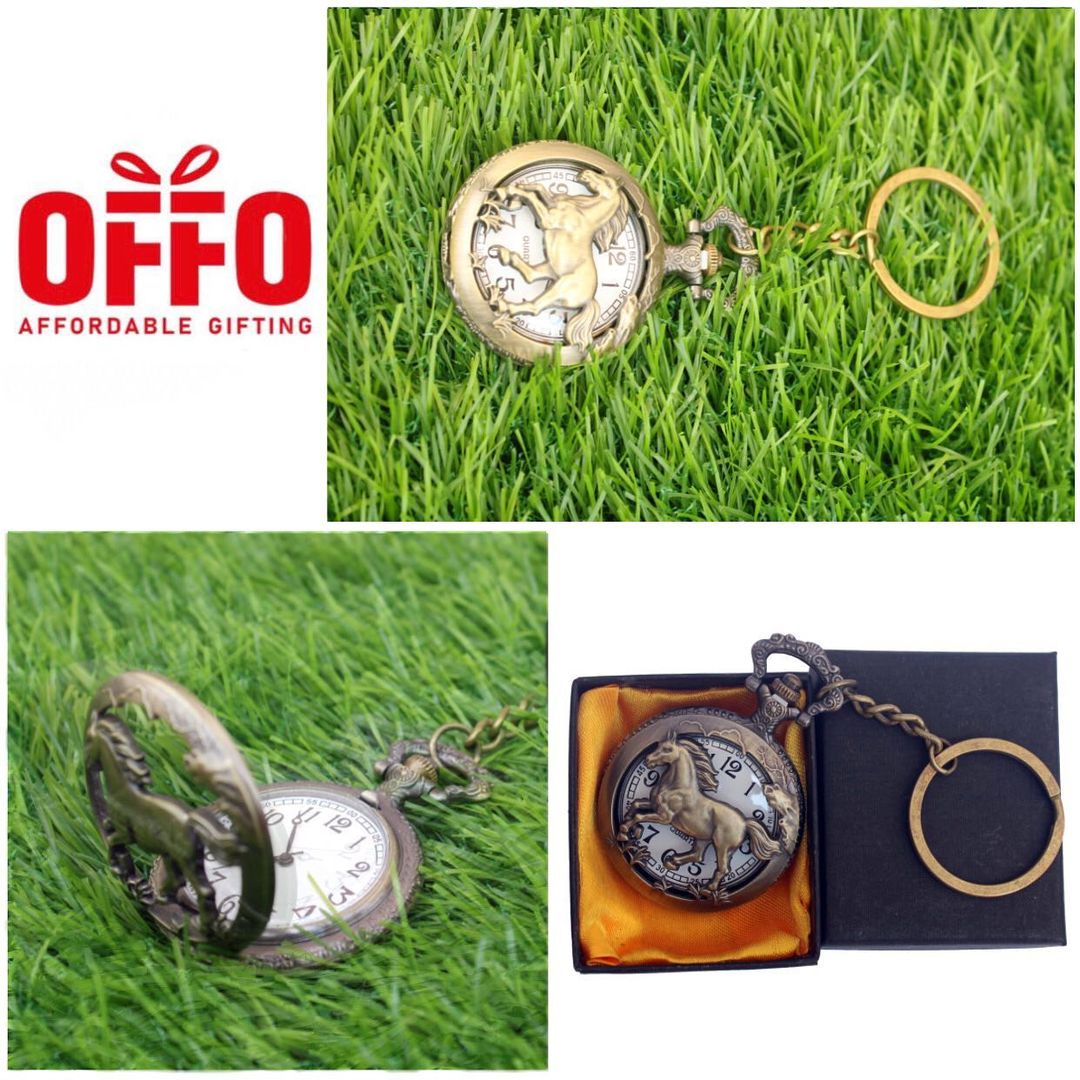 Horse Antique Analog Pocket Watch Vintage Keychain