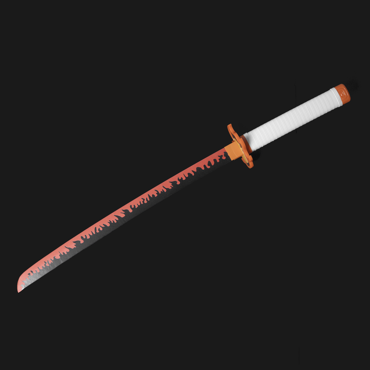Demon Slayer Kyojuro Rengoku Wooden Katana – 75cm Medium-Size Anime Sword for Cosplay, Martial Arts, Display & Training – Gift for Fans, Kids, Teens & Collectors