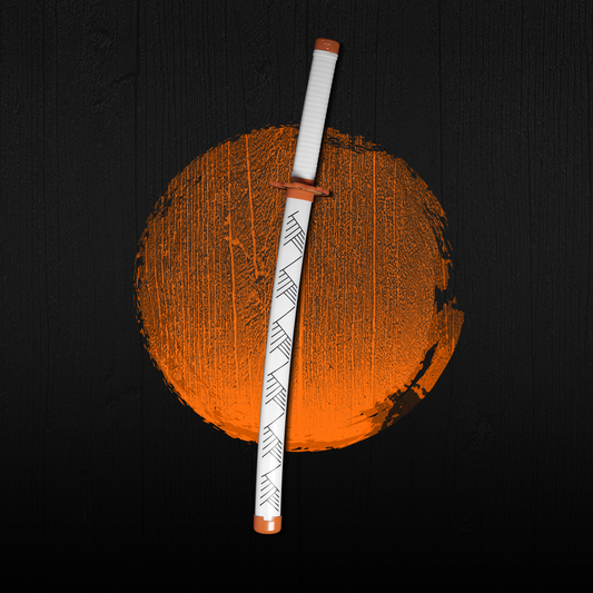 Demon Slayer Kyojuro Rengoku Wooden Katana – 75cm Medium-Size Anime Sword for Cosplay, Martial Arts, Display & Training – Gift for Fans, Kids, Teens & Collectors