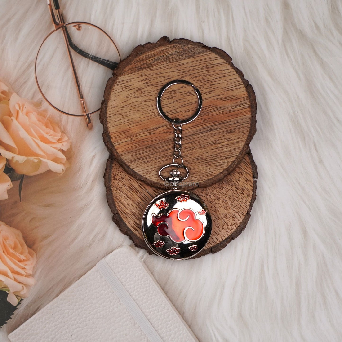 Naruto Anime Akatsuki Pocket Watch Keychain