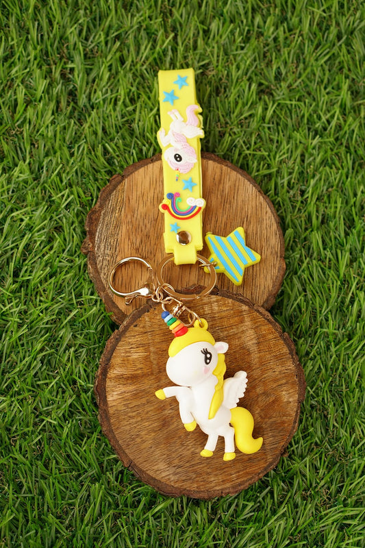 Yellow Unicorn Rubber Keychain