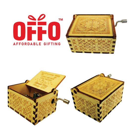 Gorgeous Wife Wooden Hand Cranked Engraved Music Box