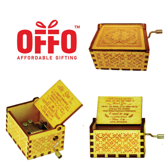 To my Son Wooden Hand Cranked Engraved Music Box