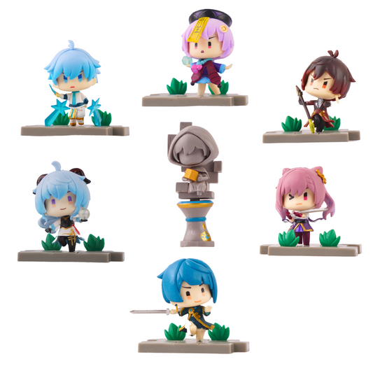 Genshin Impact Anime Set of 7 Battle Field Chibbi Action Figures