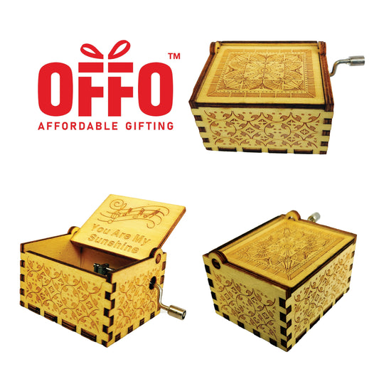 You Are My Sunshine Wooden Hand Cranked Engraved Music Box
