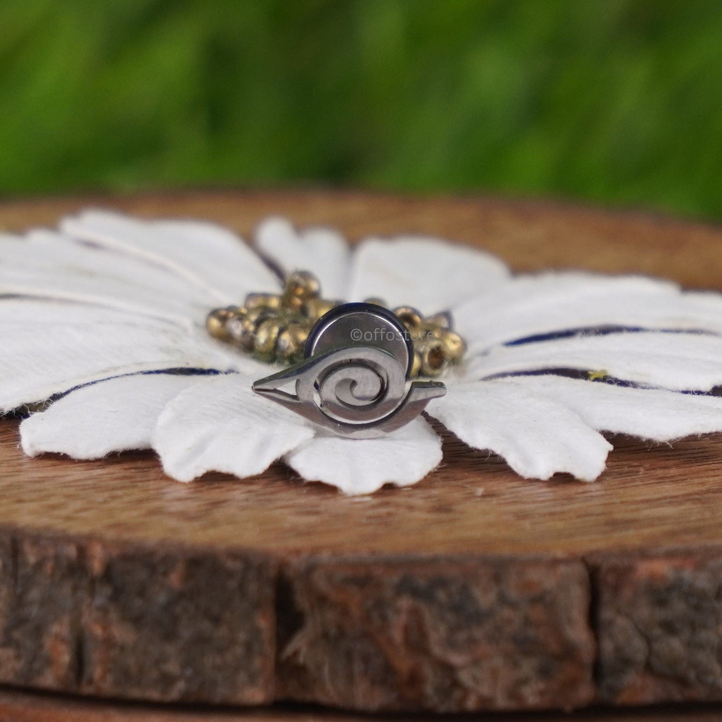 Naruto Anime Hidden Leaf Village Silver Stud (Single)