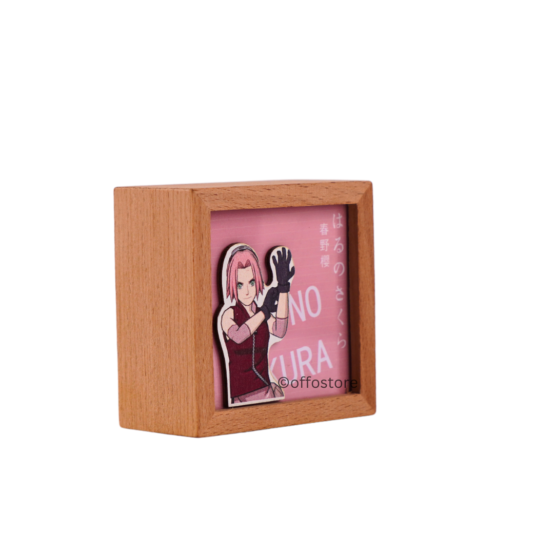 Naruto Anime Sakura Haruno Wooden Hand Cranked Engraved Music Box