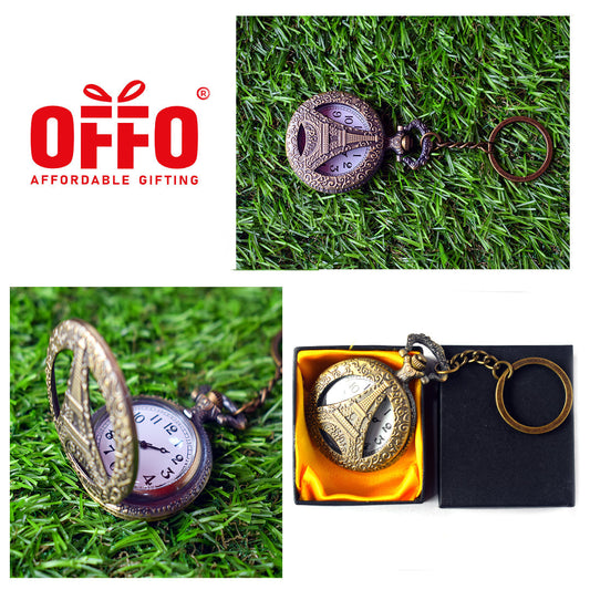 Eiffel Tower Pocket Watch Keychain