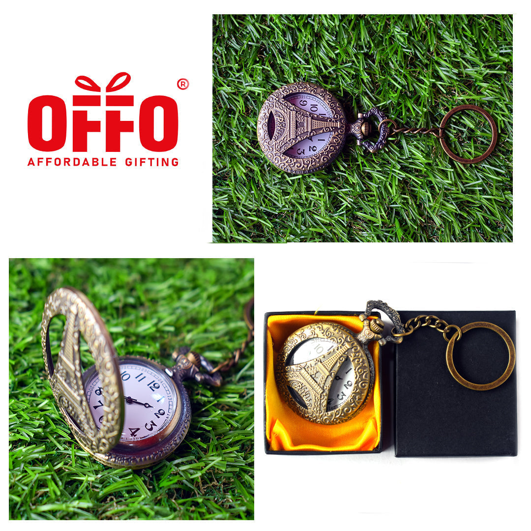 Eiffel Tower Pocket Watch Keychain