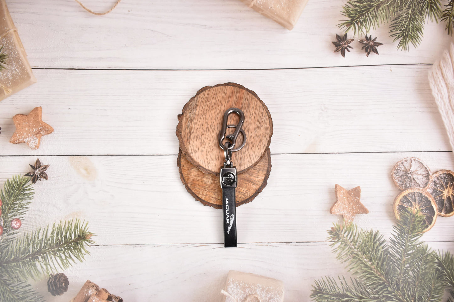 Jaguar Leather Keychain