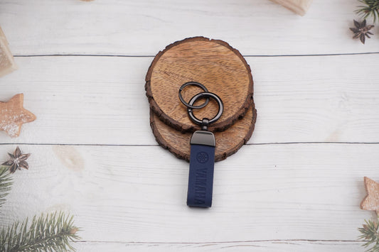 Vehicle:- Yamaha Dark Blue Leather Keychain
