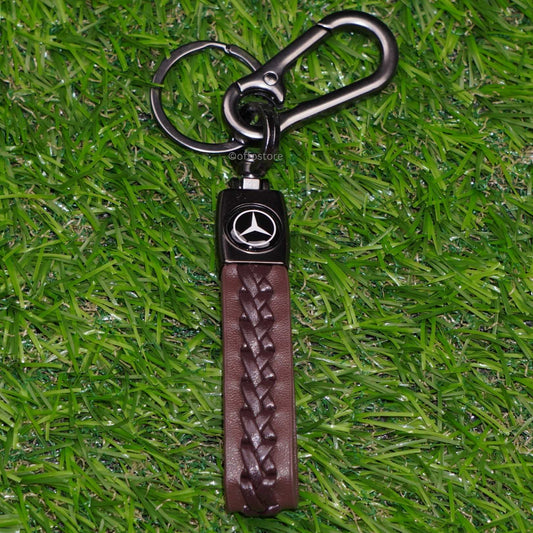 Mercedes Brown Benz Leather Keychain-1