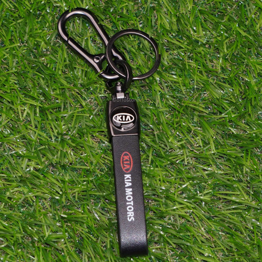 Kia Motors Black Leather Keychain