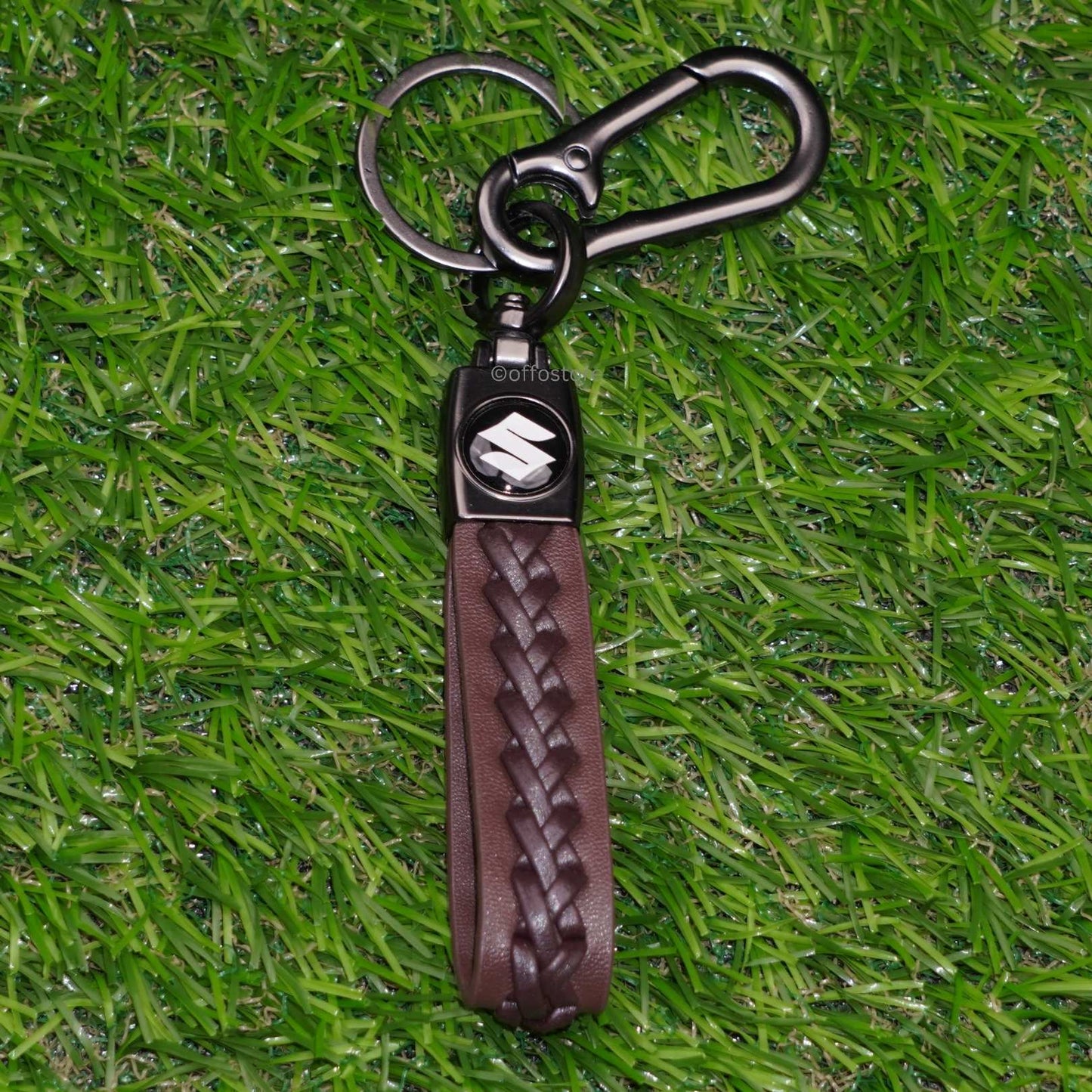Suzuki Brown Leather Keychain
