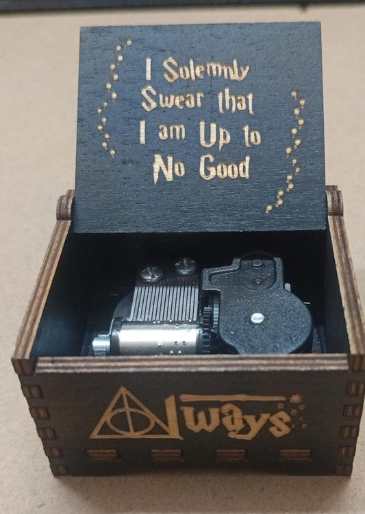 Harry Potter themed wooden hand-crank Automatic music box
